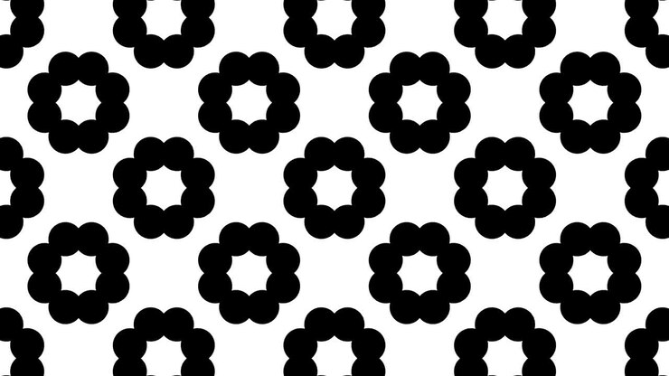 Graphic pattern in black and white with stroboscopic and hypnotic effect, while increasing in size and then reducing it.