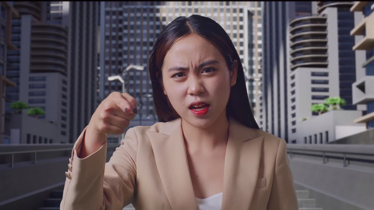 도시 환경에서 화를 내는 사업가