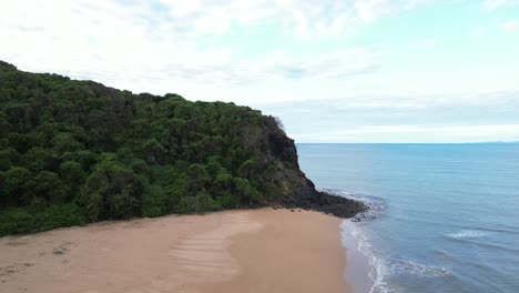 drone-footage-fly-above-lonely-remote-white-sand-tropical-beach-in-the-Indian-Ocean-sea-Mohéli-or-Mwali,-part-of-the-Union-of-the-Comoros