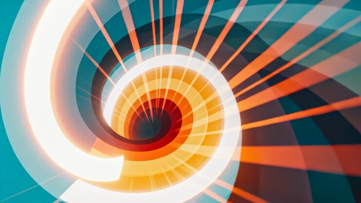 Pulserende lysende ring, der gnistrer en spiralformet tunnel, der roterer indad i CGI med lysstriber til trance.