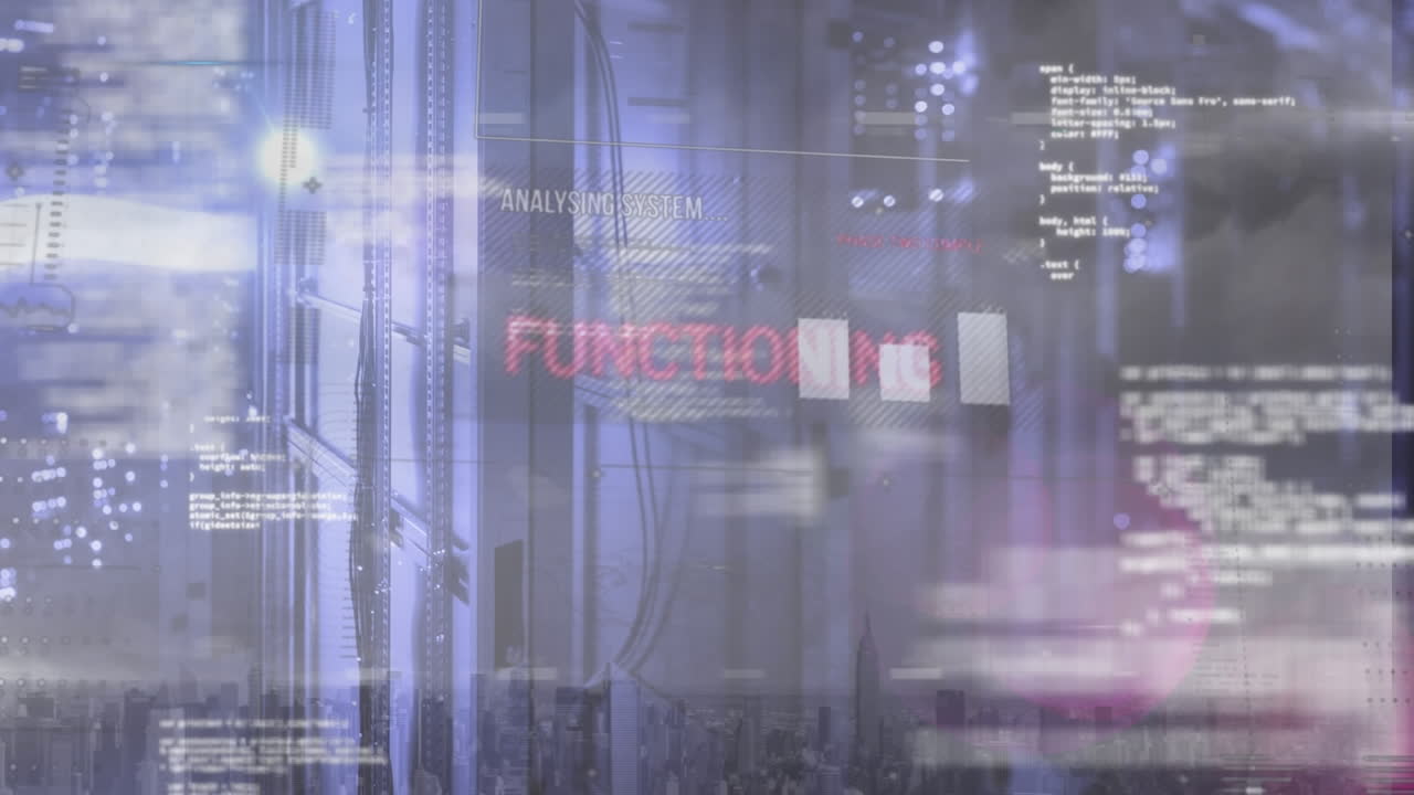 Animation of data processing over server room