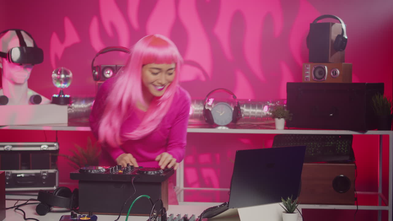 Woman DJ with Pink Hair