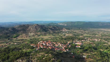 Aerial-Shot-around-the-Medieval-Village-of-Obidos,-Portugal