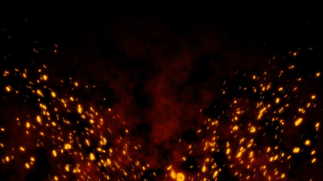 ardiendo rojo caliente volando chispas de fuego en el cielo nocturno. hermoso fondo abstracto volando sobre fondo negro.