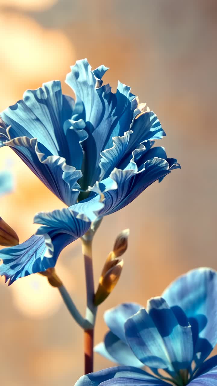 primer plano de una flor azul vibrante