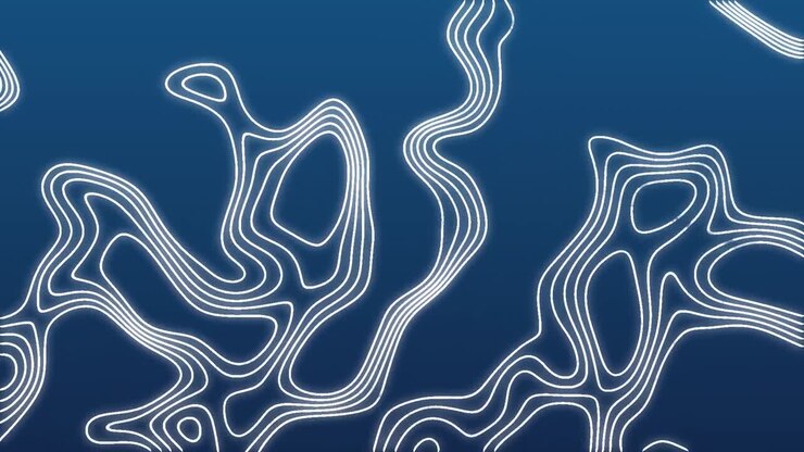 Animation of moving white thin lines on digital topographic map