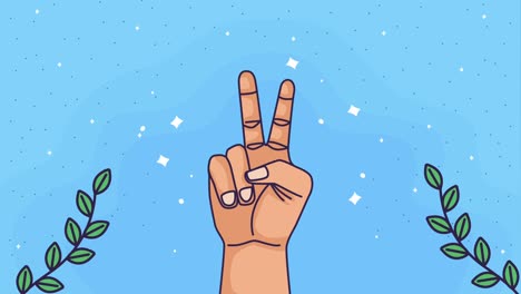 peace day animation with hand gesture