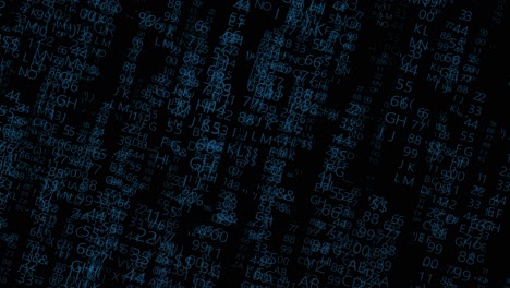 matrix-style code flowing, featuring numbers and letters in dynamic motion