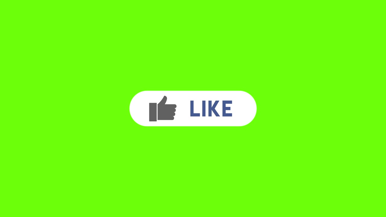 Animated Like Button with Thumbs Up Icon on Green Screen