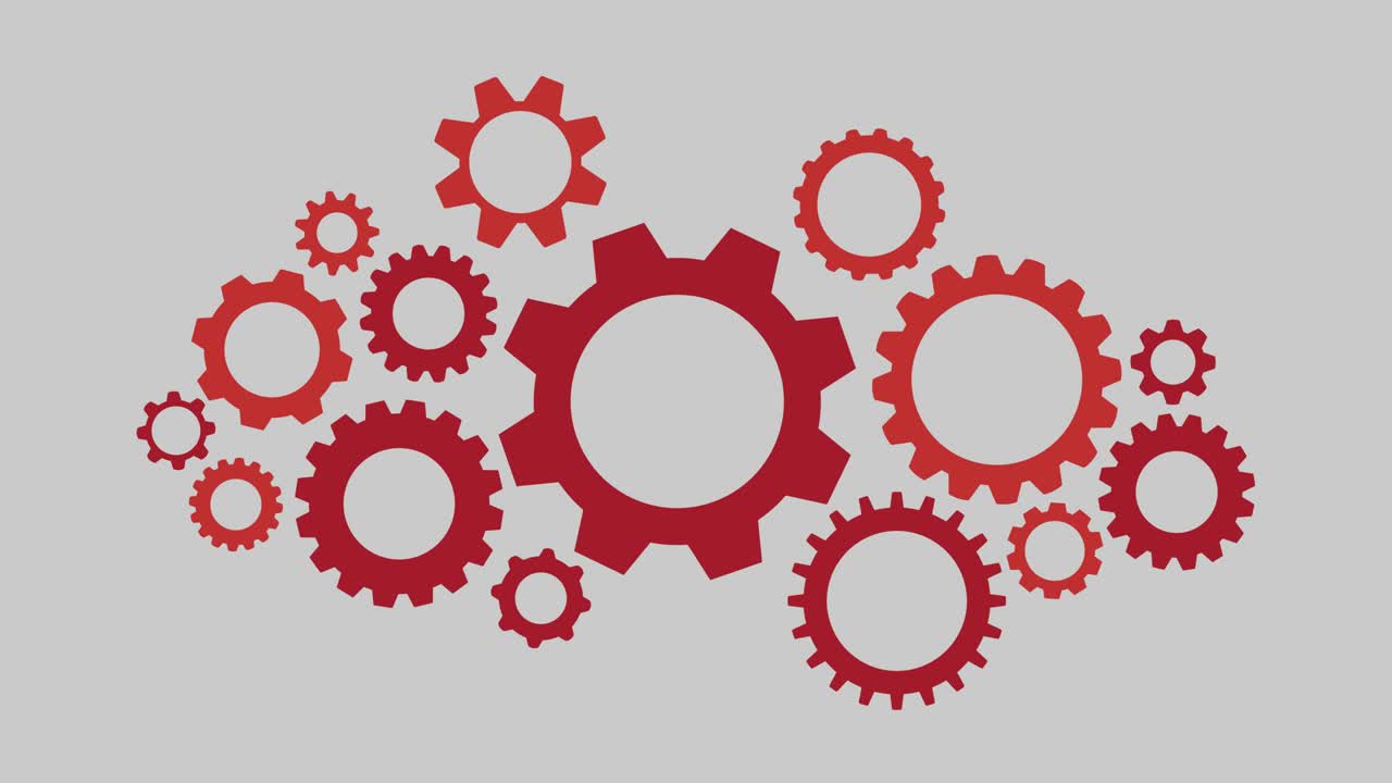 조직 메커니즘을 나타내는 회전 기어  조립 - 애니메이션