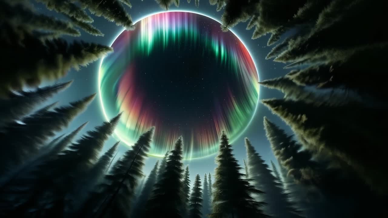 Aurora Borealis in a Mystical Forest