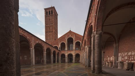 timelapse of st.ambrogio church at cloudy day