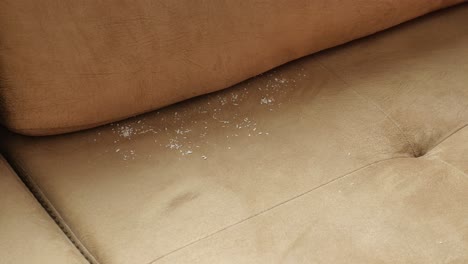 sofá con aserradura en tela