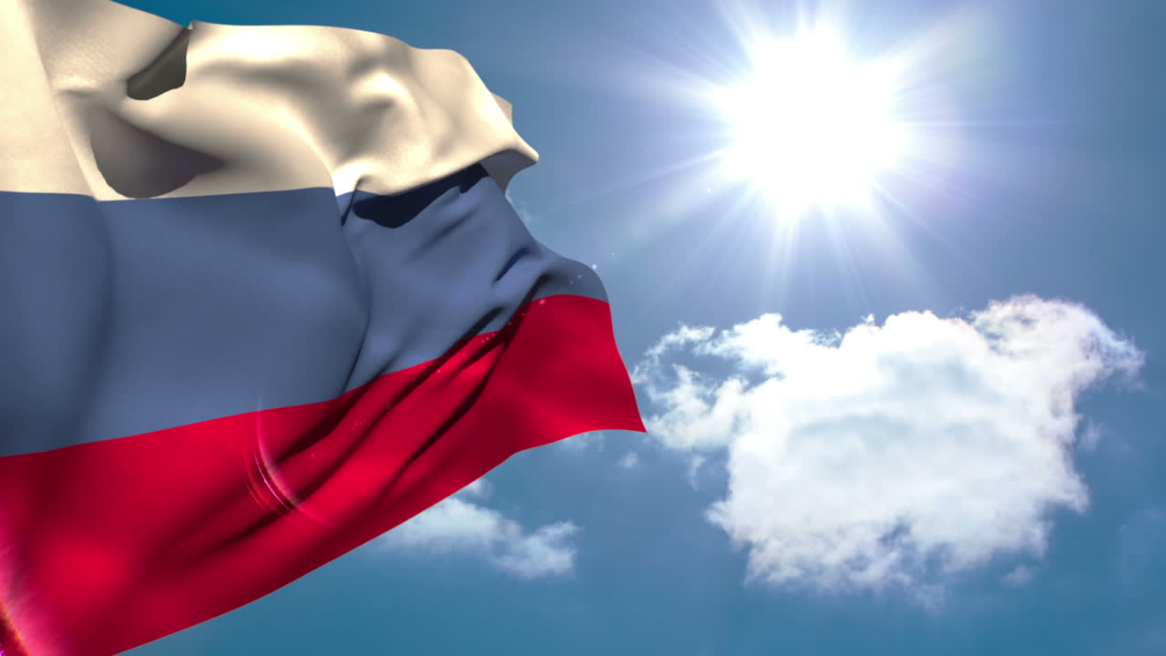 러시아 국기가 흔들리고 있다.