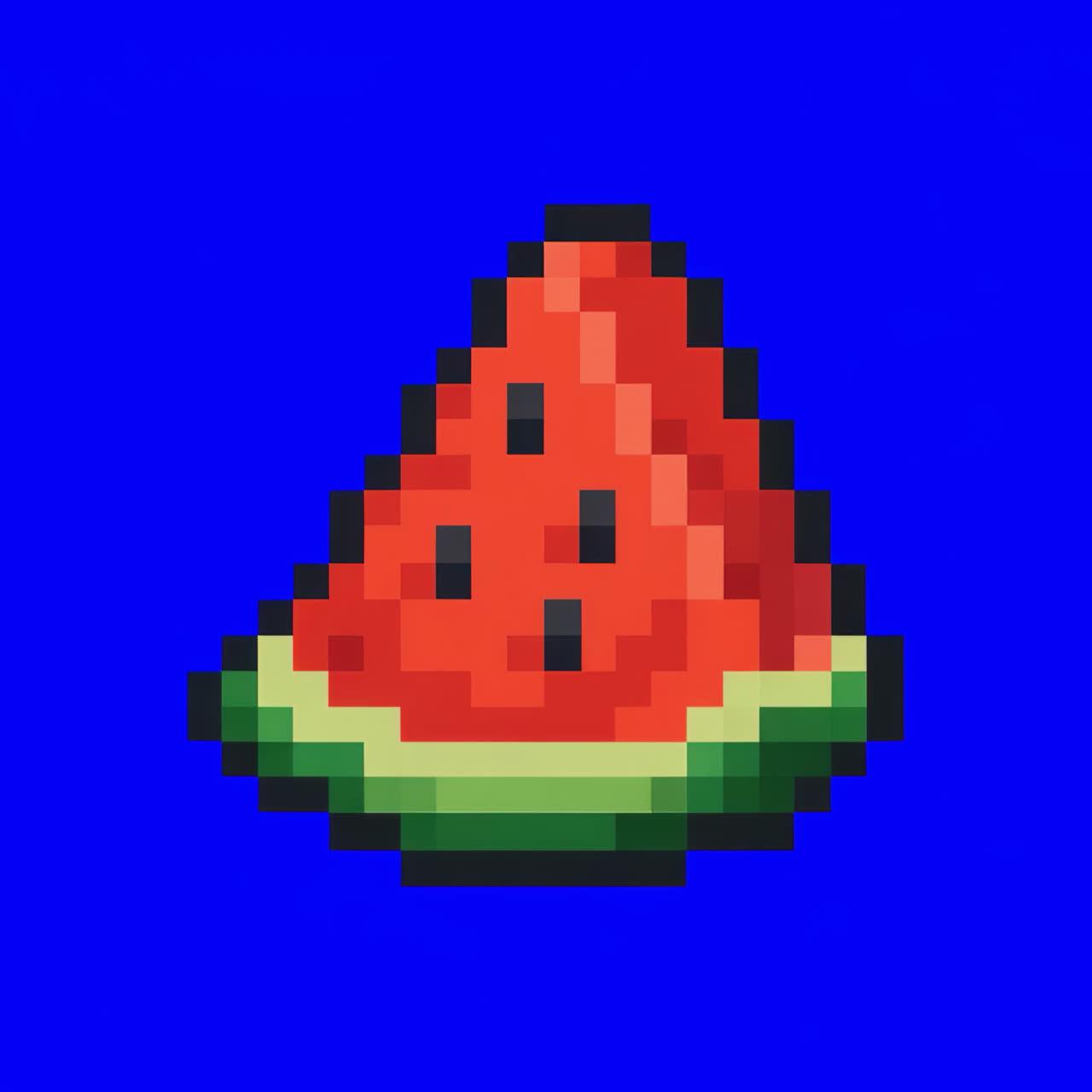 Pixelated watermelon slice animation isolated asset, transparent 4K video, alpha channel, ProRes