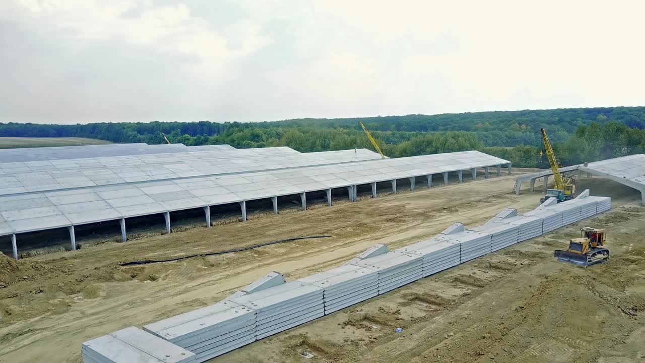 Construction of farm. Reconstruction work of new farm in countryside