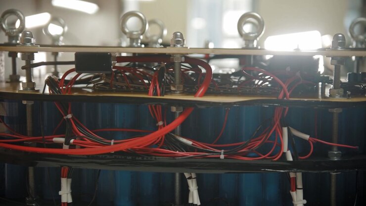 Industrial lithiumion battery pack assembly rotating slowly