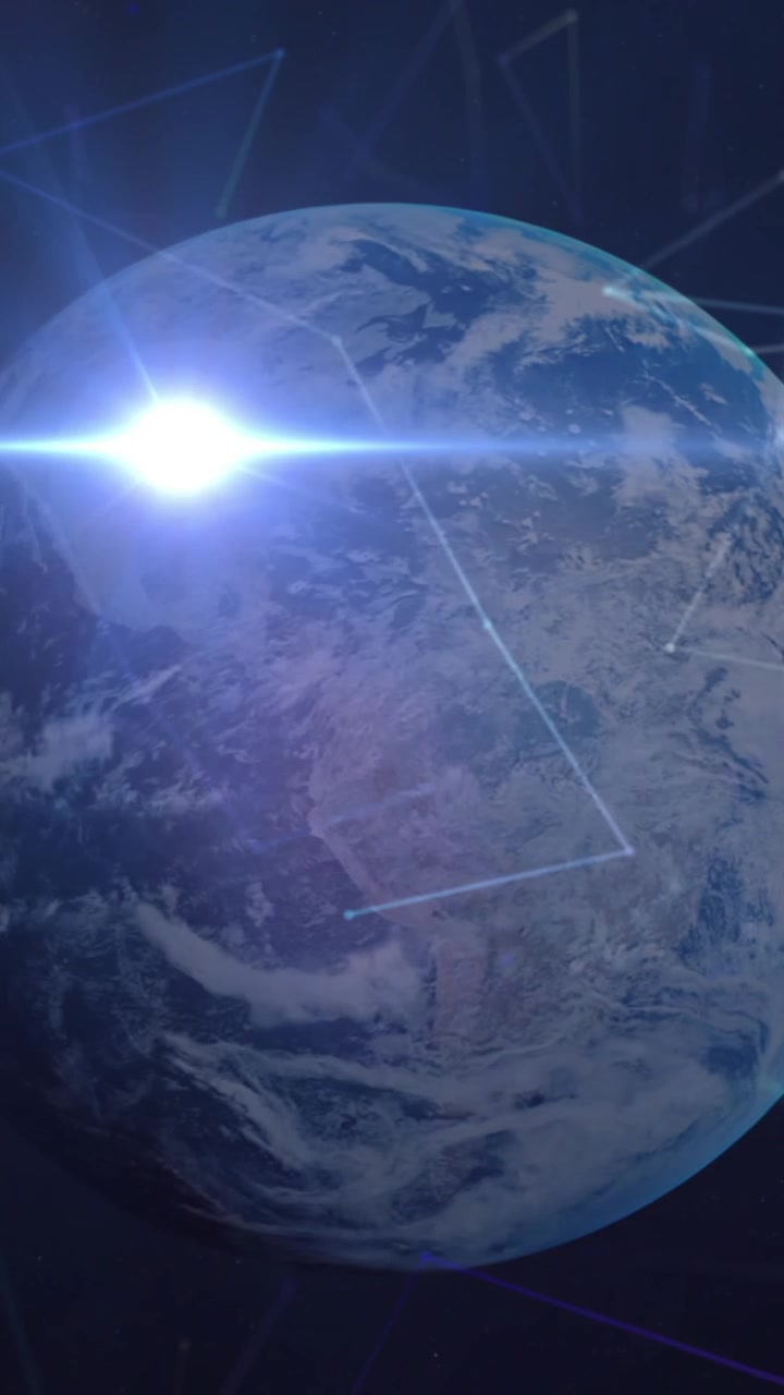 Animazione di luce brillante e reti di connessioni su un globo su sfondo blu