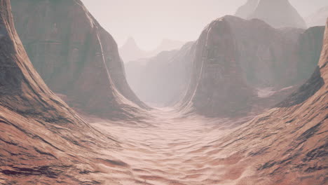 a desolate canyon in a red rock desert