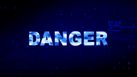 danger  text digital noise twitch glitch distortion effect error animation.