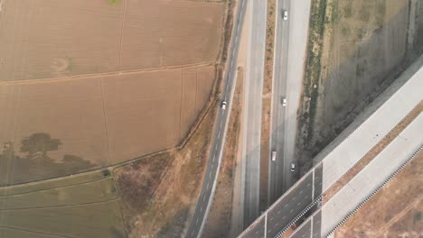 Top-down-view-of-the-highway-and-flyover-intersection-in-Punjab