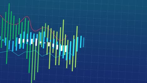 animación del procesamiento de datos financieros con estadísticas sobre la cuadrícula