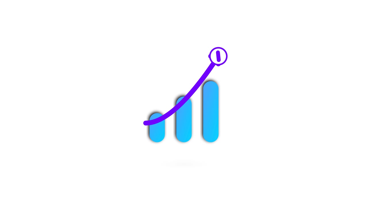 Animated Bar Chart with Rising Trend Line and Minus Icon