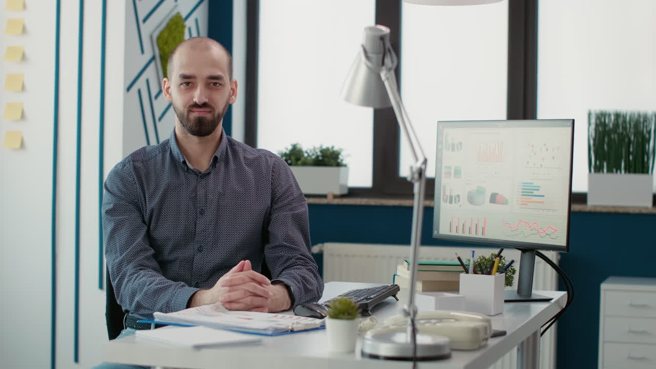 Executive assistant doing data research on computer with sales report