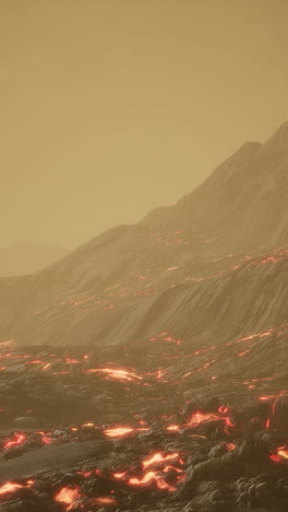 lava flow in a volcanic landscape