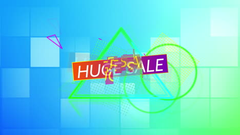 huge sale graphic on square patterned background