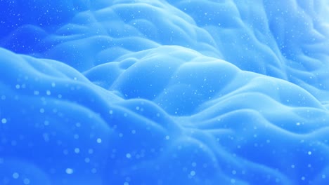 beautiful abstract 3d surface with glitter sparkles, abstract 3d waves run on surface in loop. blue gradient, soft matte material with light inner glow. smoothly 4k animation