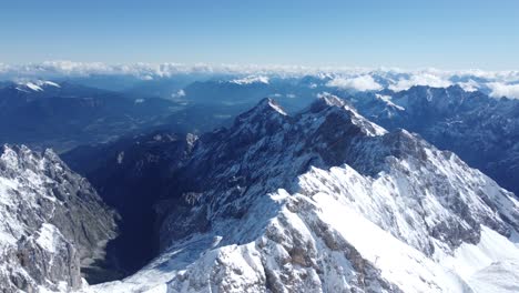 A-Drone-Shooting-Over-Zugspitze-Mountain-In-Garmisch-partenkirchen-Germany