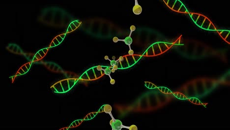 animación de micro 3d de moléculas y cadenas de adn