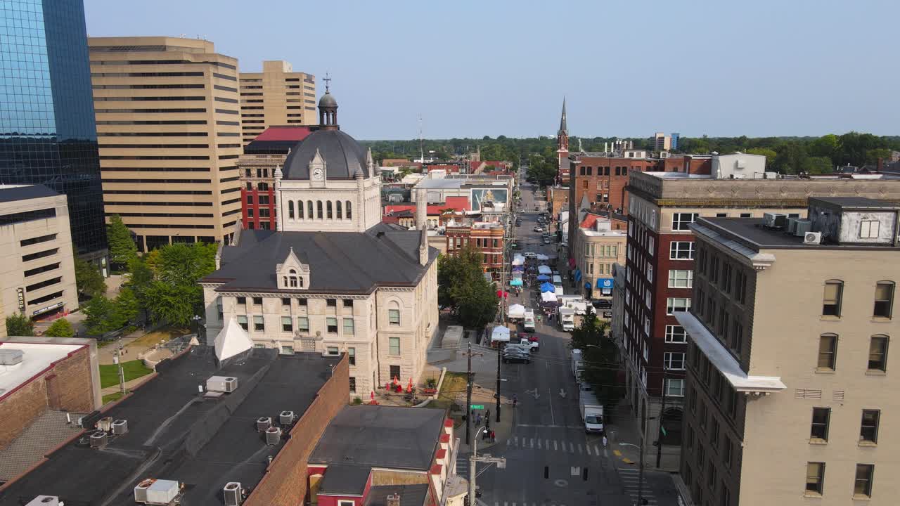 Old Fayette County Court House and Lexington downtown, aerial view