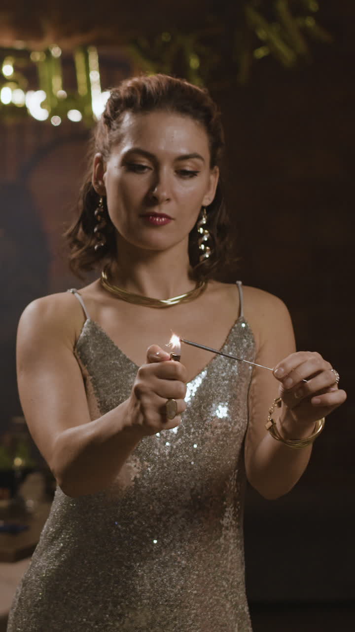 Woman celebrating with sparkler
