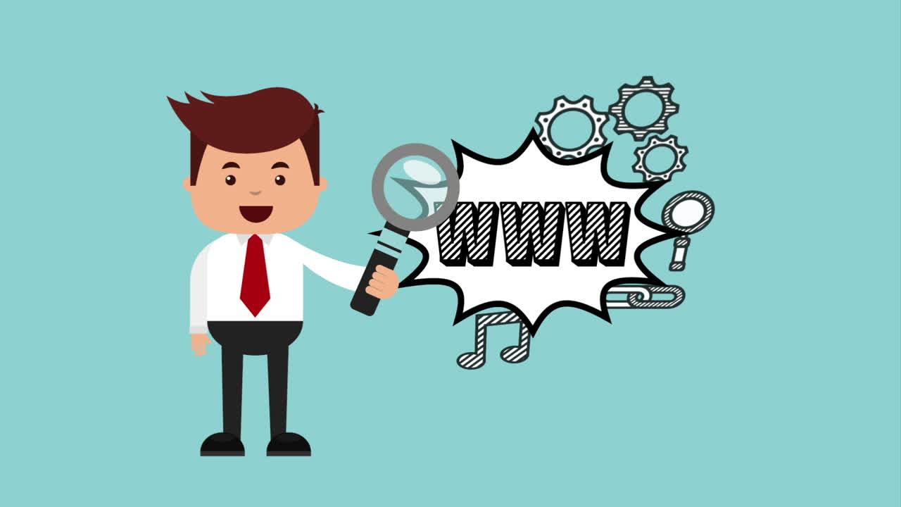 전자상거래 기술 애니메이션을 가진 사업가