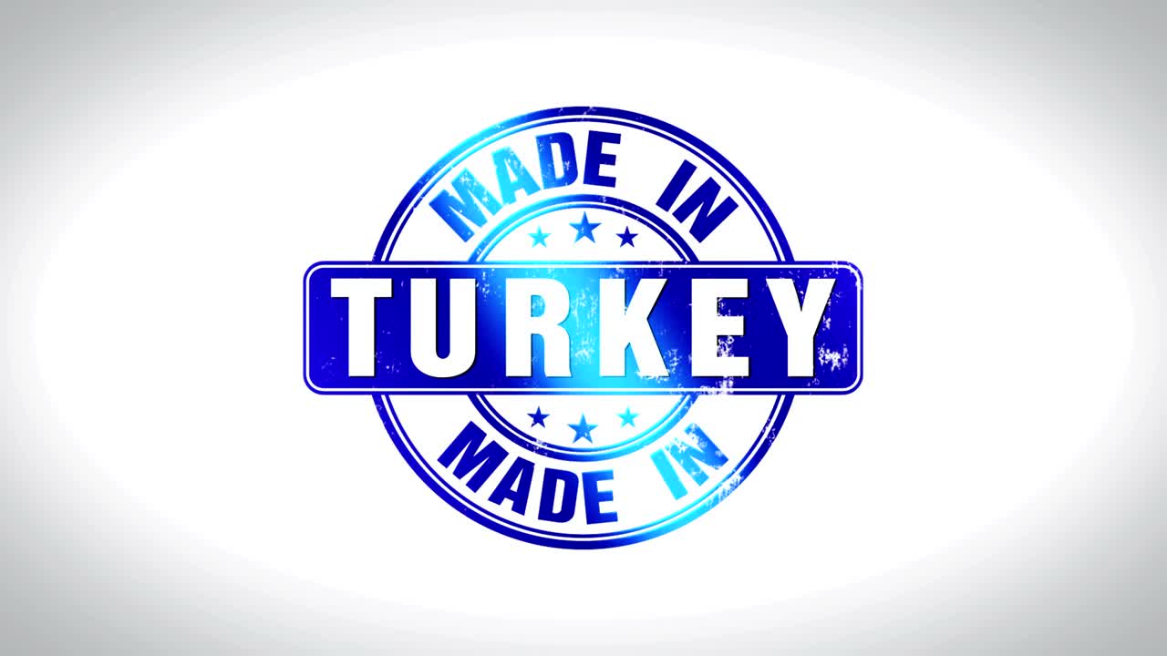 Türkiye'de Üretilmiştir Kelimesi 3D Animasyonlu Ahşap Damga Animasyonu.