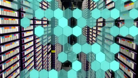 animación de formas que se mueven sobre la sala del servidor