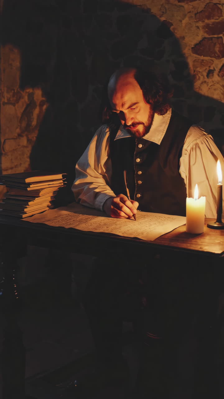 Shakespeare skriver i et studiekammer