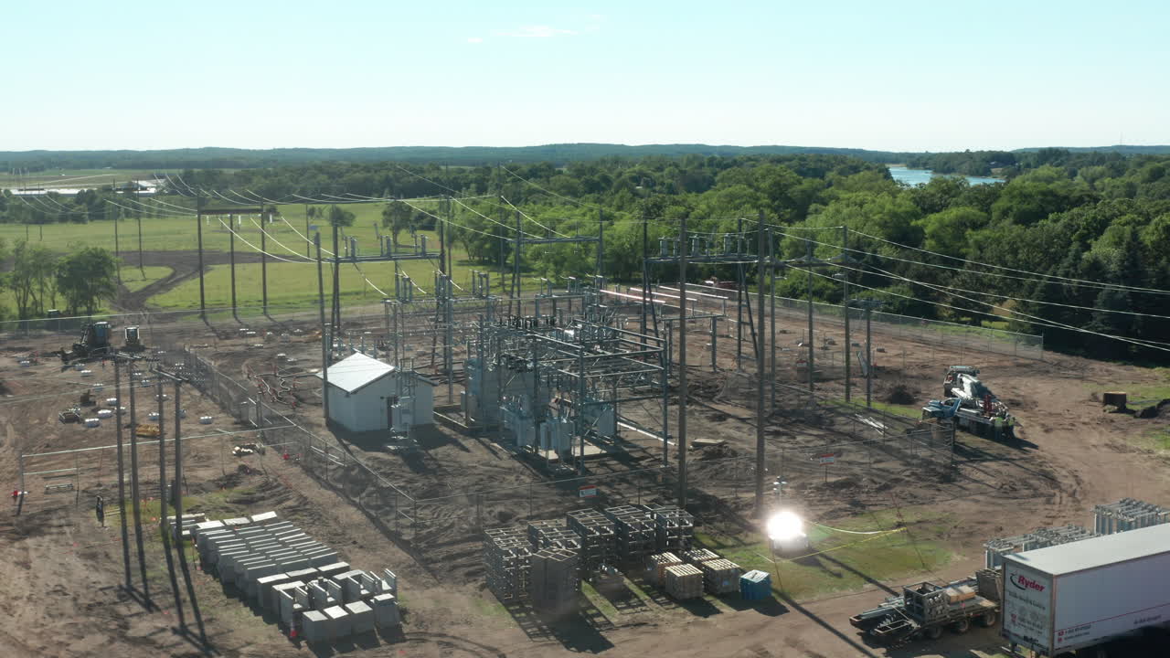 Daytime Aerial View of Electrical Substation