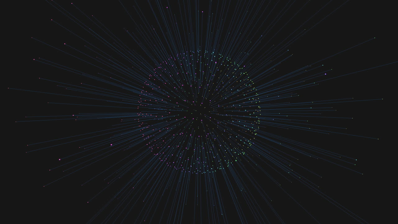 Futuristic sphere with neon lines and glitters on black gradient 5