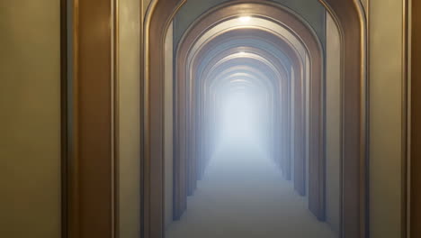 endless archway corridor with glowing light