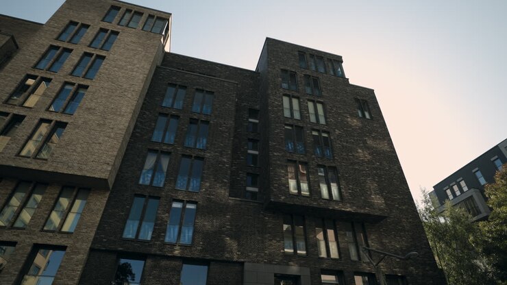 Esterno di edifici moderni in mattoni