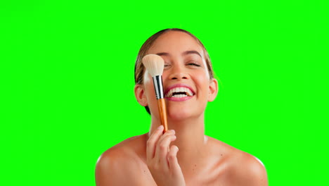 pantalla verde, pincel de maquillaje