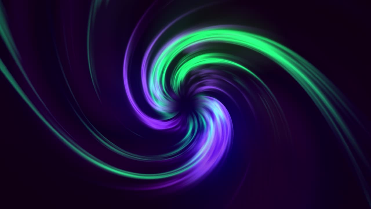 Spiral moving background with purple and green color combination, seamless loop. Motion. Spreading twisting colorful streaks