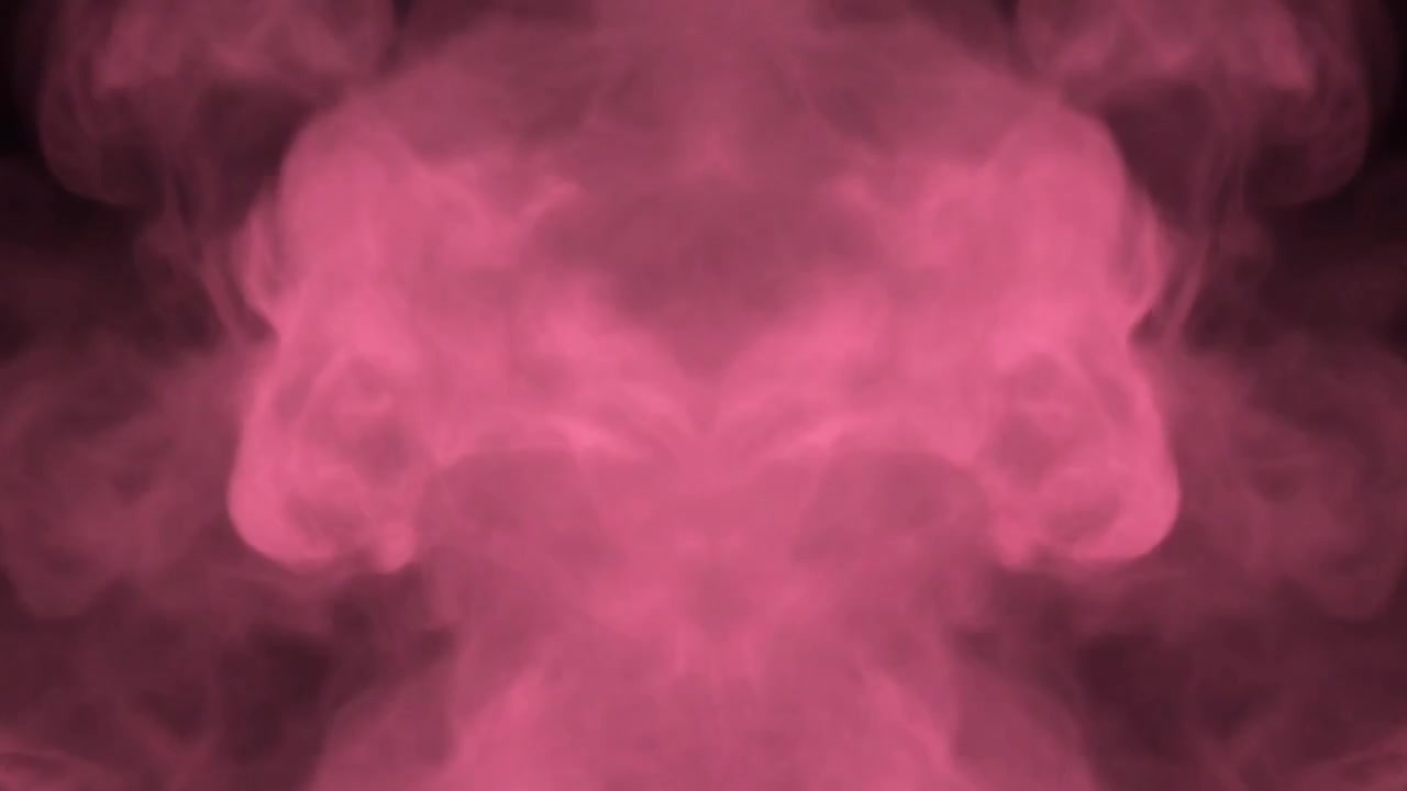 Fumo rosa simmetrico che si innalza su sfondo nero