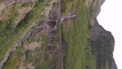 el pajar cae en el camino hacia el sol en el parque nacional de los glaciares, vertical