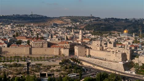 the old city of jerusalem david tower at sunset, aerial