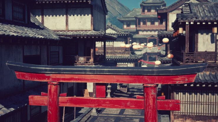 Architettura tradizionale giapponese con Porta Torii