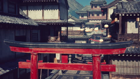 traditional japanese architecture with torii gate